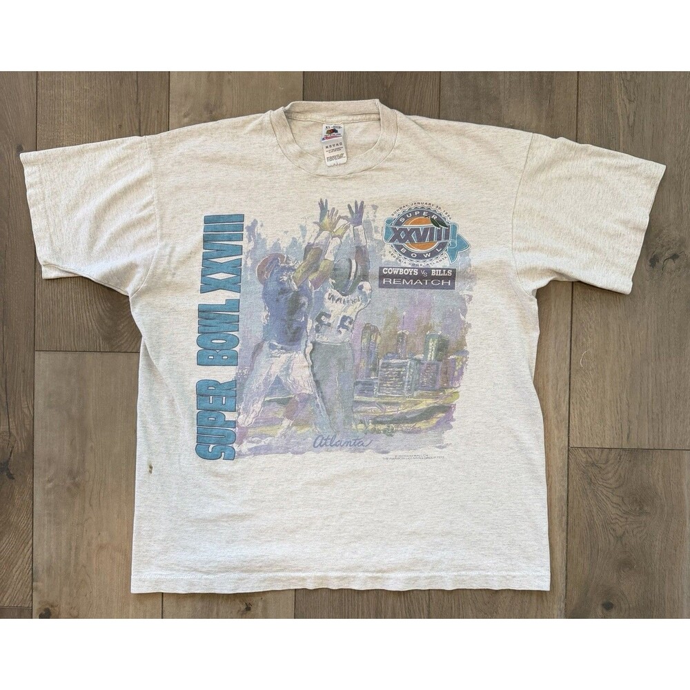 Vintage 1994 Super Bowl XXVIII TShirt Men XL Cowboys Bills Rematch Single Stitch